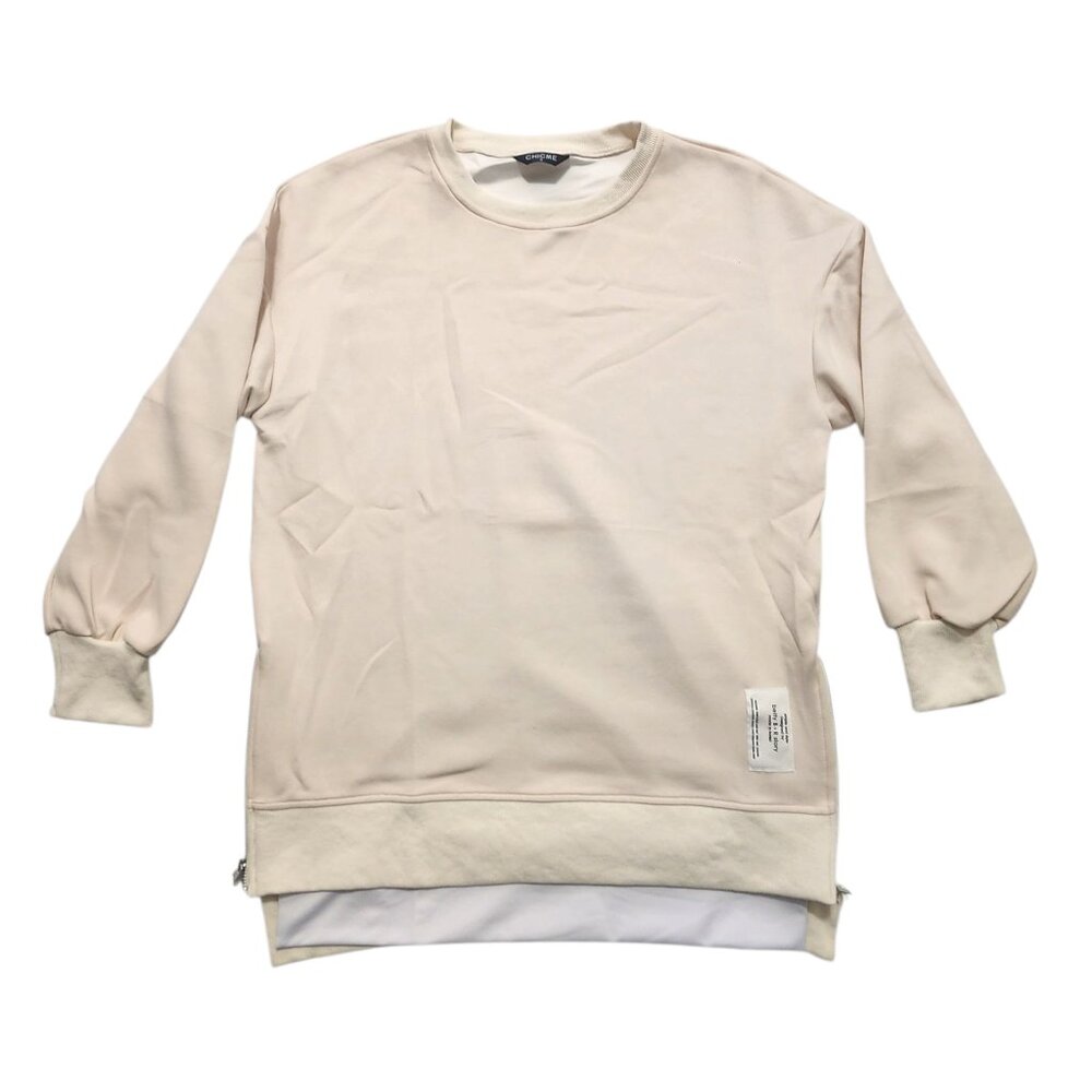 Chicme Crewneck‎ Pullover Top Zipper Slit Sweatshirt Oversize Small New
